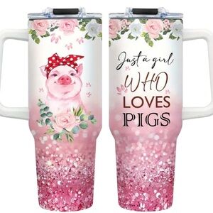 🐷 40 oz Stainless Steel Pig Tumbler – “Just a Girl Who Loves Pigs”